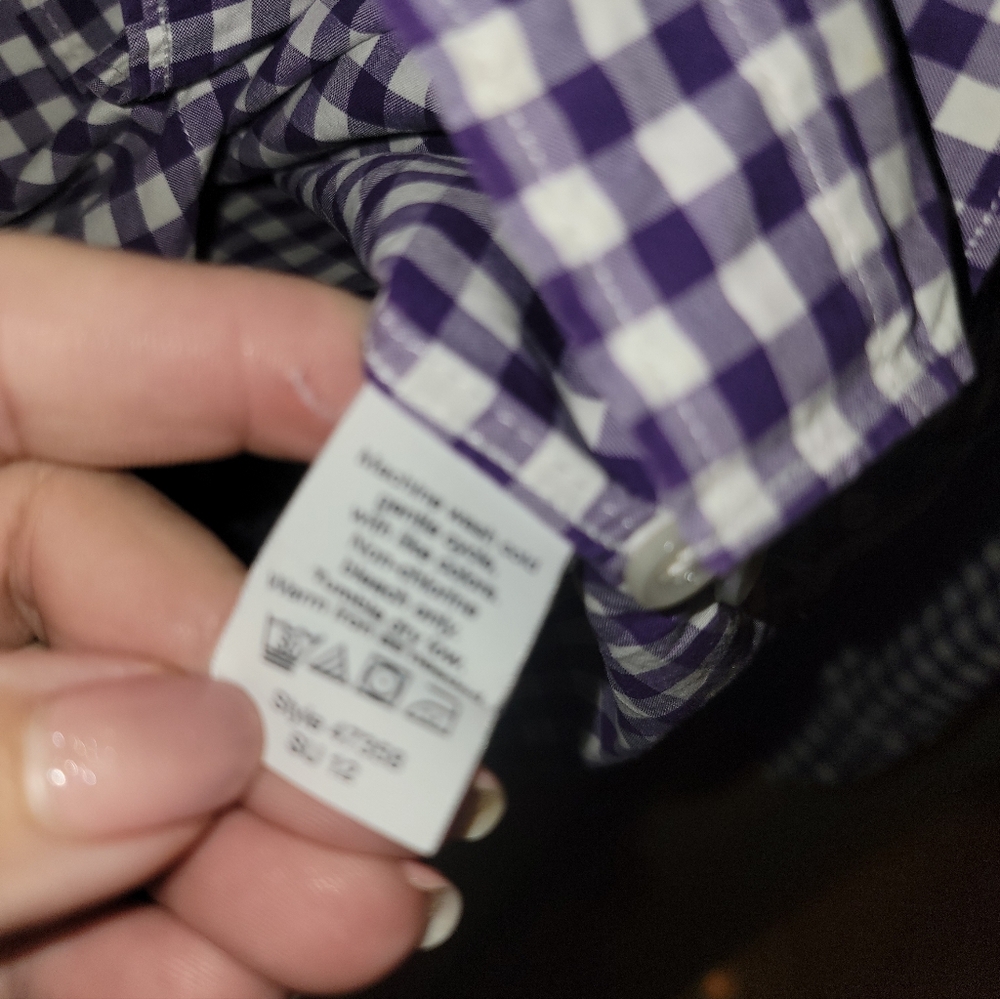 Mens Sz M J. Crew Purple Checked 15-15.5 Long Sleeve Shirt - Picture 4 of 9